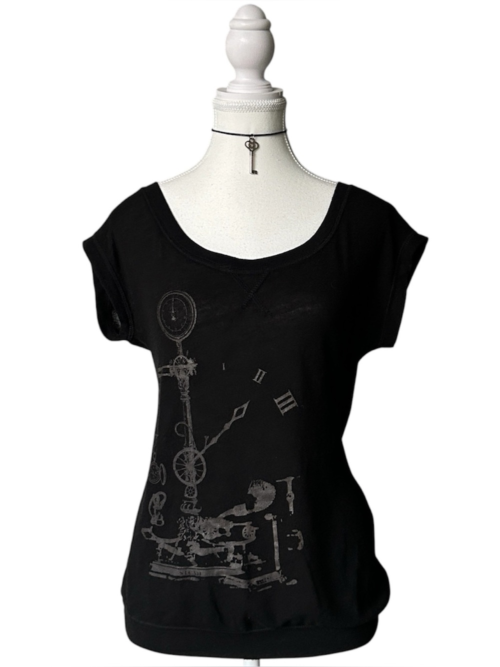 Jfashion Grunge “H.Naoto STEAM” Black Graphic Sheer Style Top